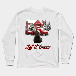 Scottish Terrier Let It Snow Tree Farm Red Truck Christmas Long Sleeve T-Shirt